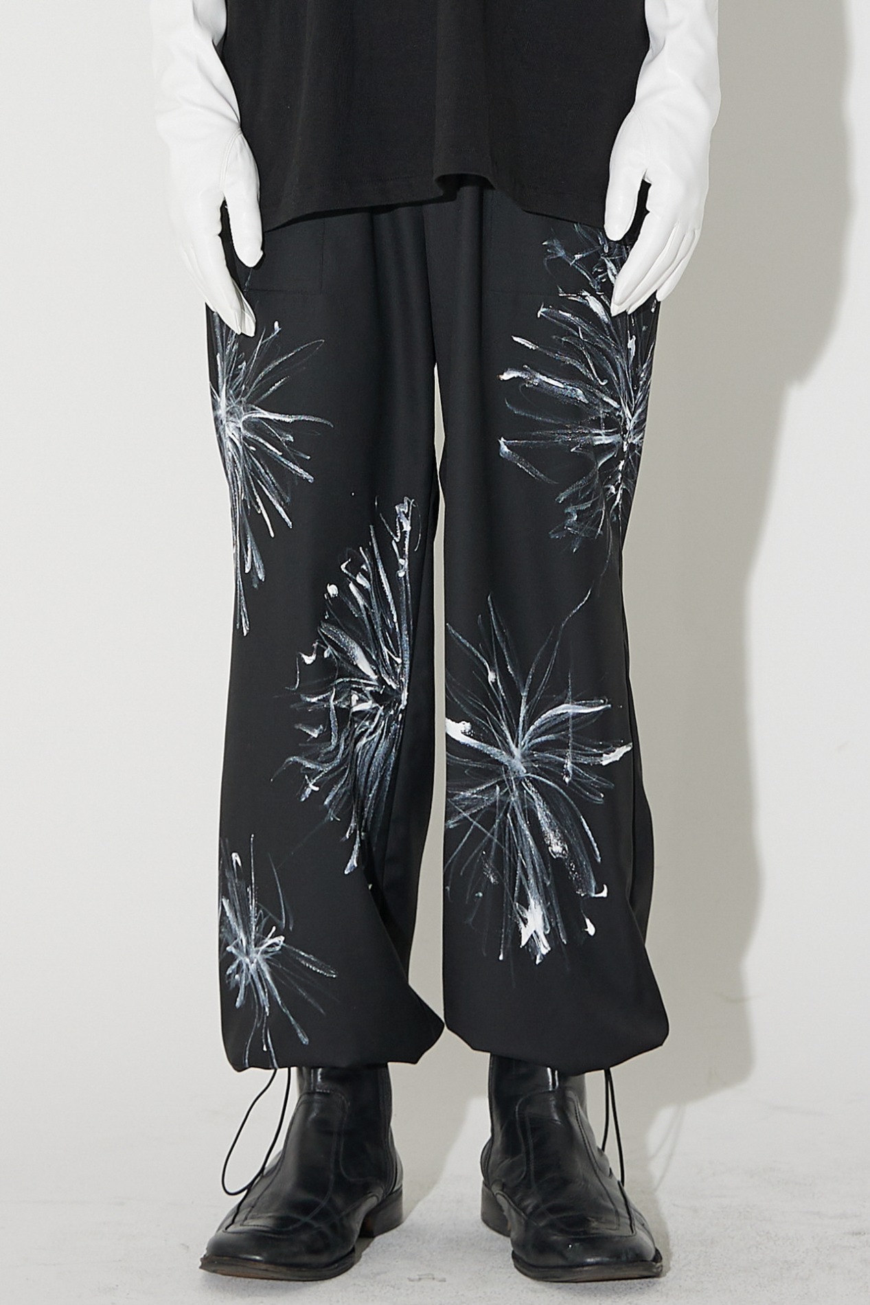 Flower Painted Banding Trousers(Italy wool)